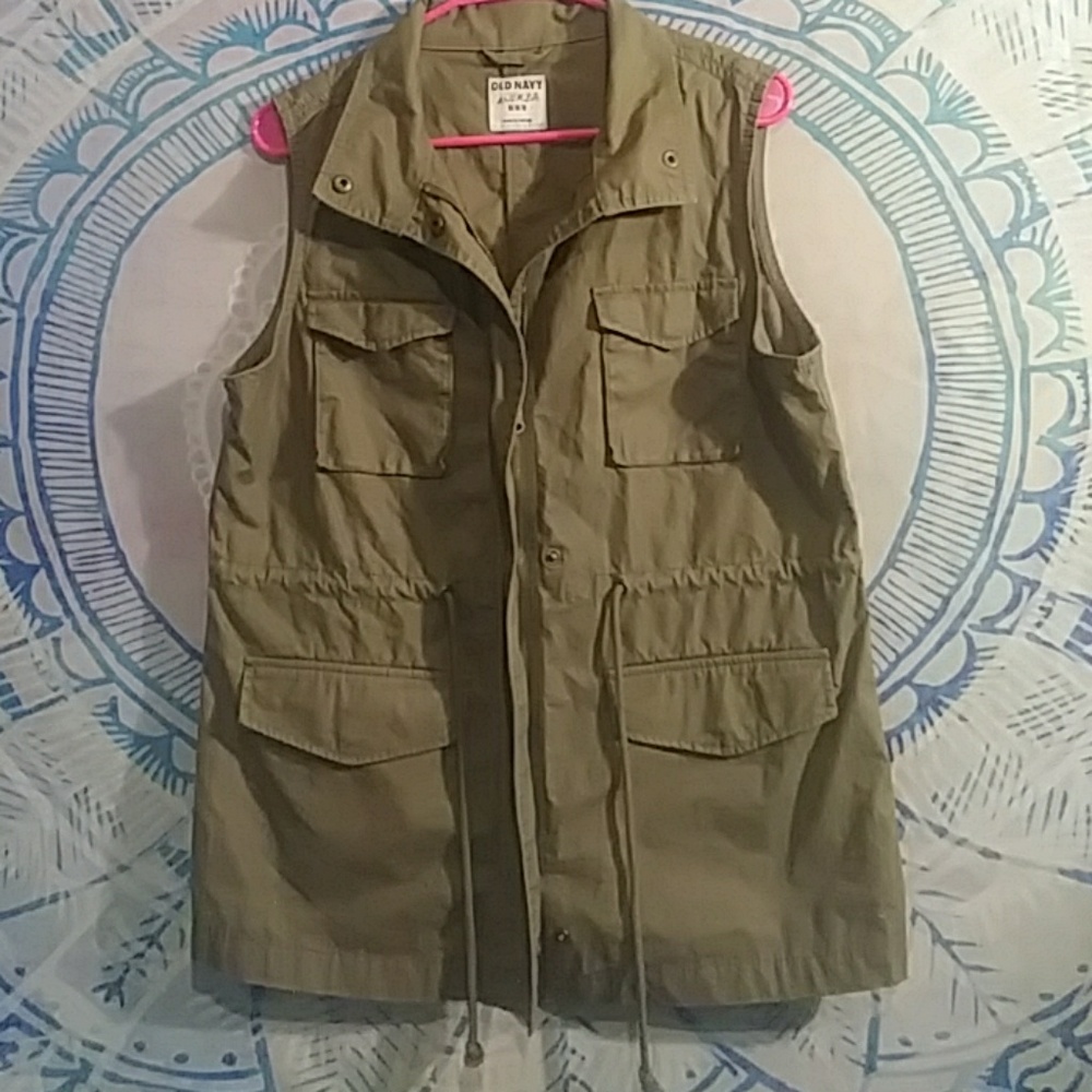 Army green zip vest